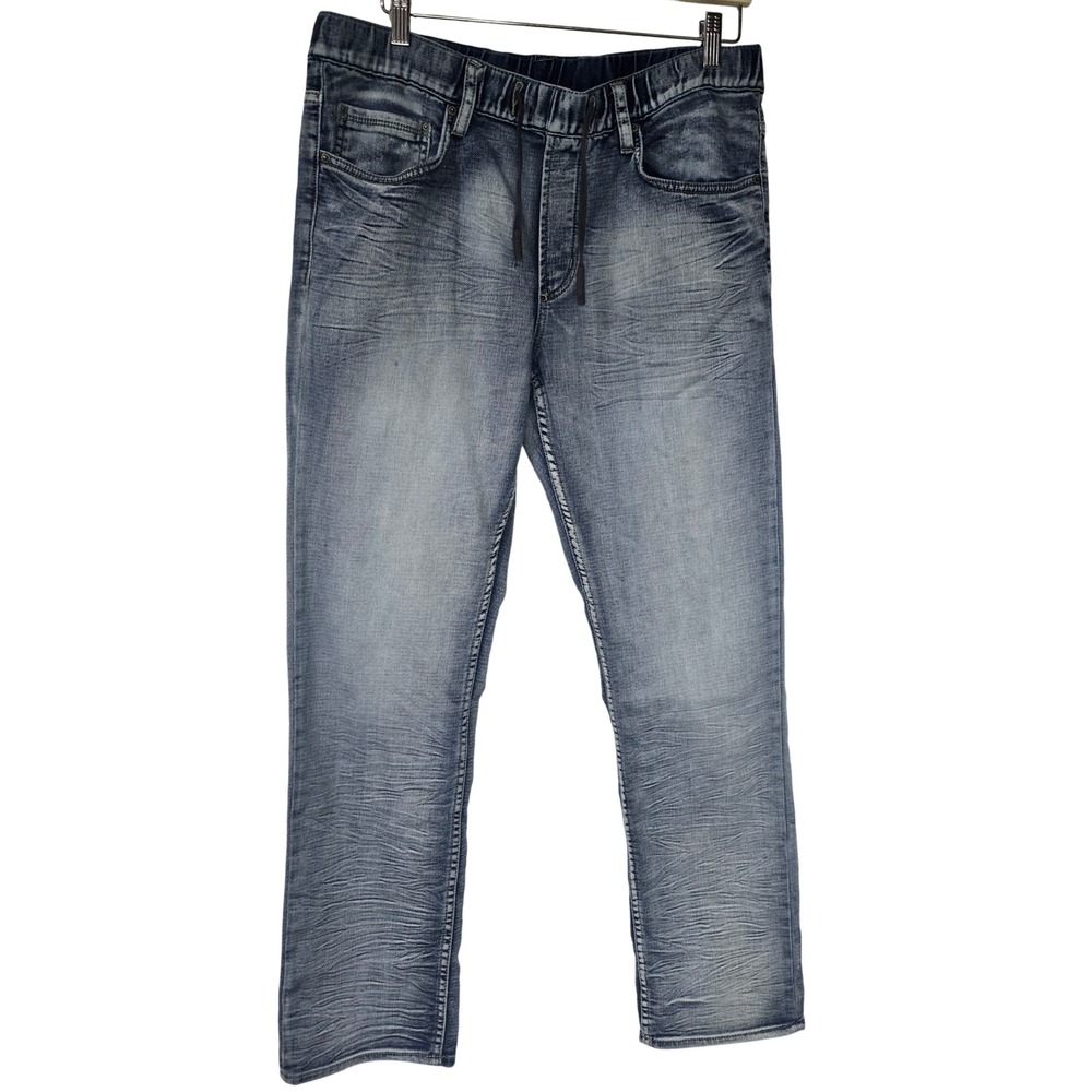Buffalo Casper-X Jeans Mens 34x30 Light Wash Cotton Blend Slim‎ Comfort Stretch